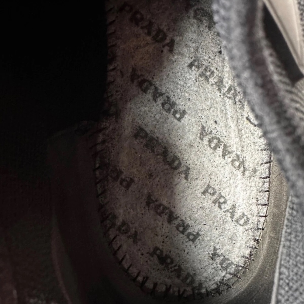Prada Knit Lace Up Black Trainer Sneakers Shoes Black White Size 38.5 8.5 - Picture 12 of 13
